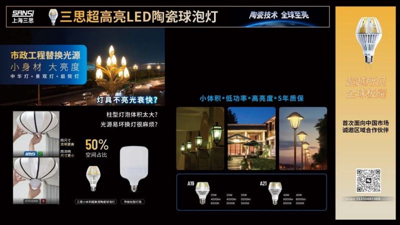 超越所見,三思,重磅發(fā)布,10000流明,A21,陶瓷球泡,高端光源,“陶瓷芯”,填補(bǔ)全球市場(chǎng)空白