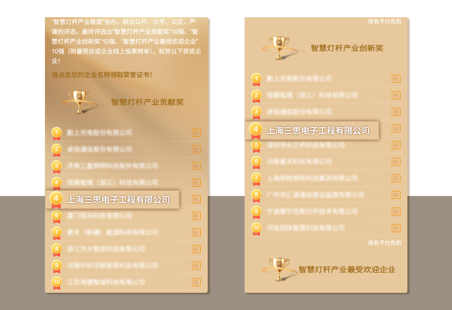 上海三思,連膺智慧燈桿,照明工程,三項(xiàng)行業(yè)大獎(jiǎng),引領(lǐng)產(chǎn)業(yè),高質(zhì)量發(fā)展